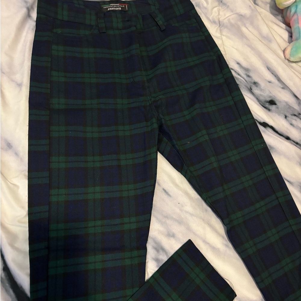 Green and Blue Plaid Pants